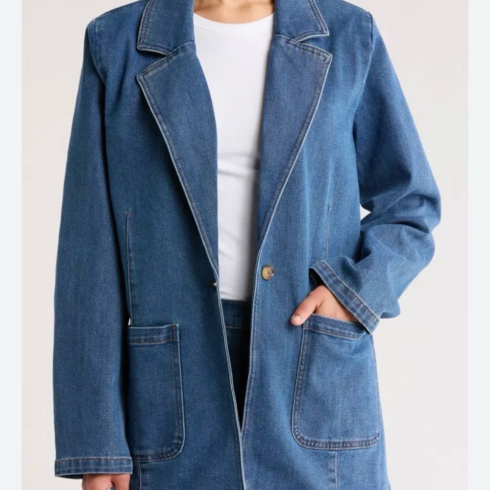 Denim&Co Blue Denim Jacket with Label Detail L